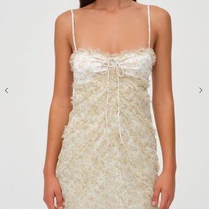 For Love And Lemons Cream Floral Mini Dress
